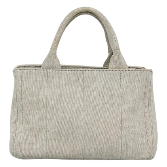 PRADA Bijoux Canapa Hand Bag Canvas 2way Gray Silver Auth KD142 - Picture 3 of 16